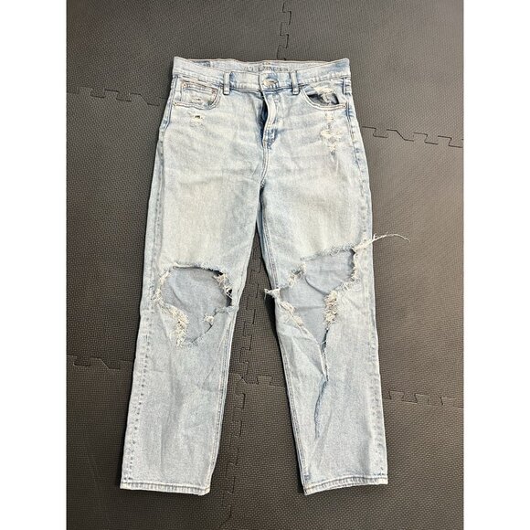 American Eagle Outfitters Pants - American Eagle Super High Rise Straight Jeans Women’s 10 Light Wash Distressed
